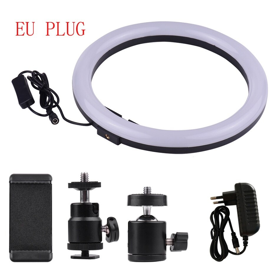 2700-5500K Dimmable Ring Light 30 cm/12 pulgadas fotografía exterior LED Selfie Ring luz con soporte de teléfono para Video Live Studio: 5.600 K