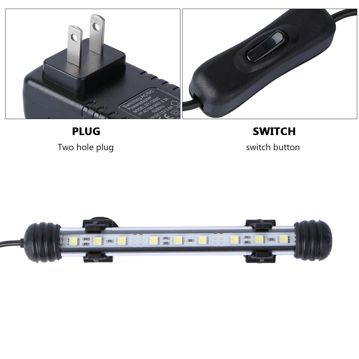 1Pc Aquarium Light Landscape Lighting Lamp Waterproof LED Lighting Lamp Fish Tank Decorative Lamp for Fish Tank (19CM with US