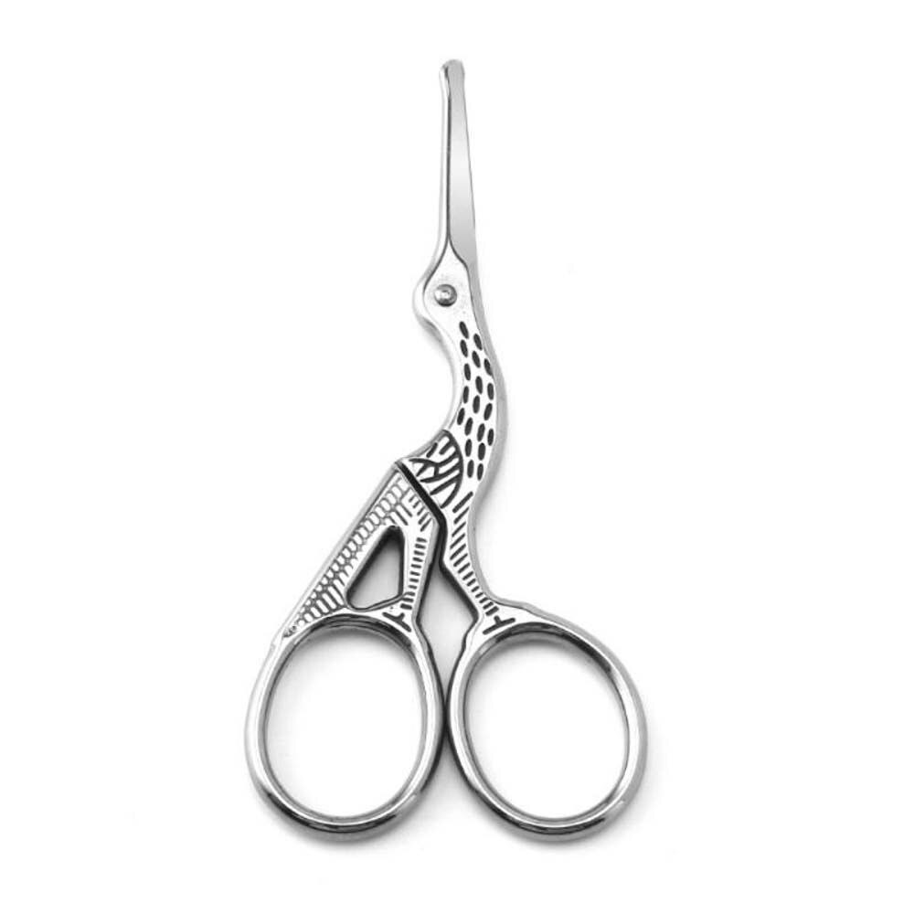 Crane Pattern Nose Hair Scissors Lightweight Stainless Steel Nose Hair Trimmers Beauty Scissors Face Hair Removal Tools: silver