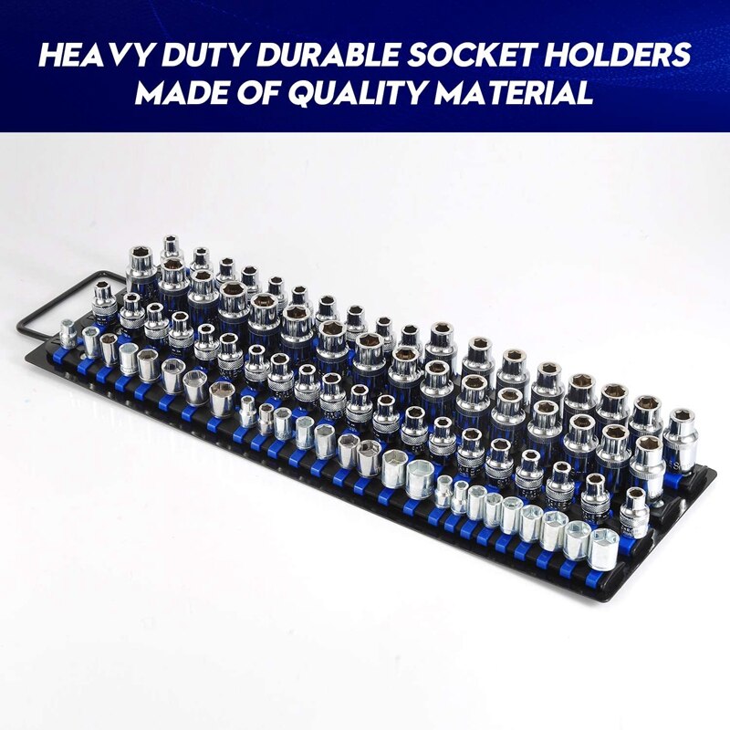 SHGO -Socket Organizer 80-Piece , 1/4-Inch, 3/8-Inch, 1/2-Inch, Socket Rail Premium Socket Holders