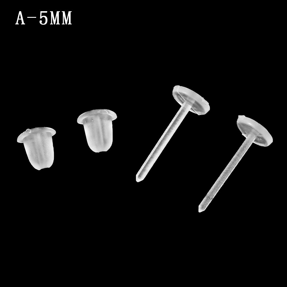 100 Pairs Plastic Earring Posts and Backs Clear Ear Pins and Silicone Rubber Backs Earnuts Earring Backs for Men Women: A Plastic