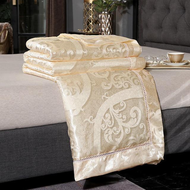 47 bomuldssilke jacquard forårs- og sommerbetrækstæppe luksus silkebløde tæpper fremhæver elegancen af sengen, der dekorerer soveværelset: Farve 6 / 200 x 230cm
