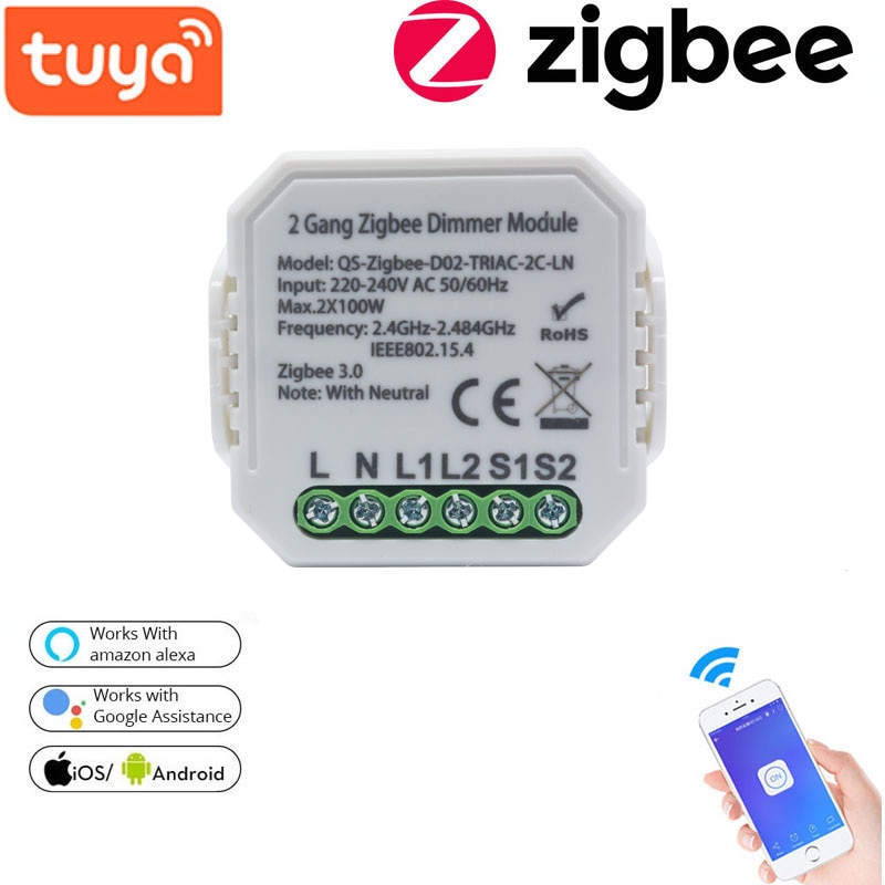 Tuya Smart Zigbee Dimmer Module Met Neutrale 2 Weg Draadloze App Afstandsbediening Werkt Met Alexa Google