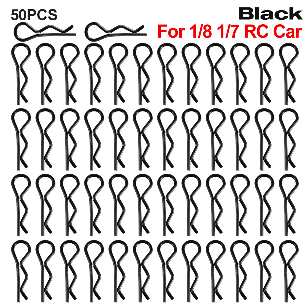 9IMOD 50 Uds Clips de carrocería RC 1/7 1/8 1/10 1/12 1/14 1/16 1/18 hebillas R de Metal coche camión Buggy Shell Pins piezas de coches RC