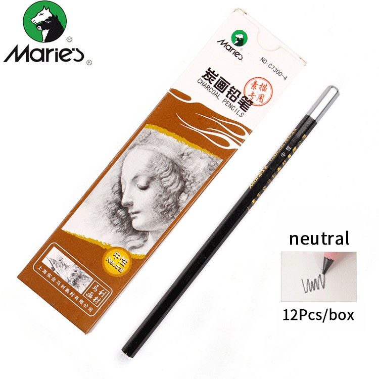 Marie's 12Pcs Sketch Pencil Set Sketching Drawing Kit Wood Charcoal Pencil For Painter School Students Art Supplies: neutral