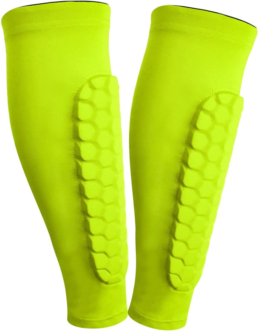 2 sztuk piłka nożna ochraniacz piszczeli dla piłkarzy Honeycomb antykolizyjna nalogenniki Protector opaska na łydkę Kickboxing Shinguards dorośli młodzież: Green / XL