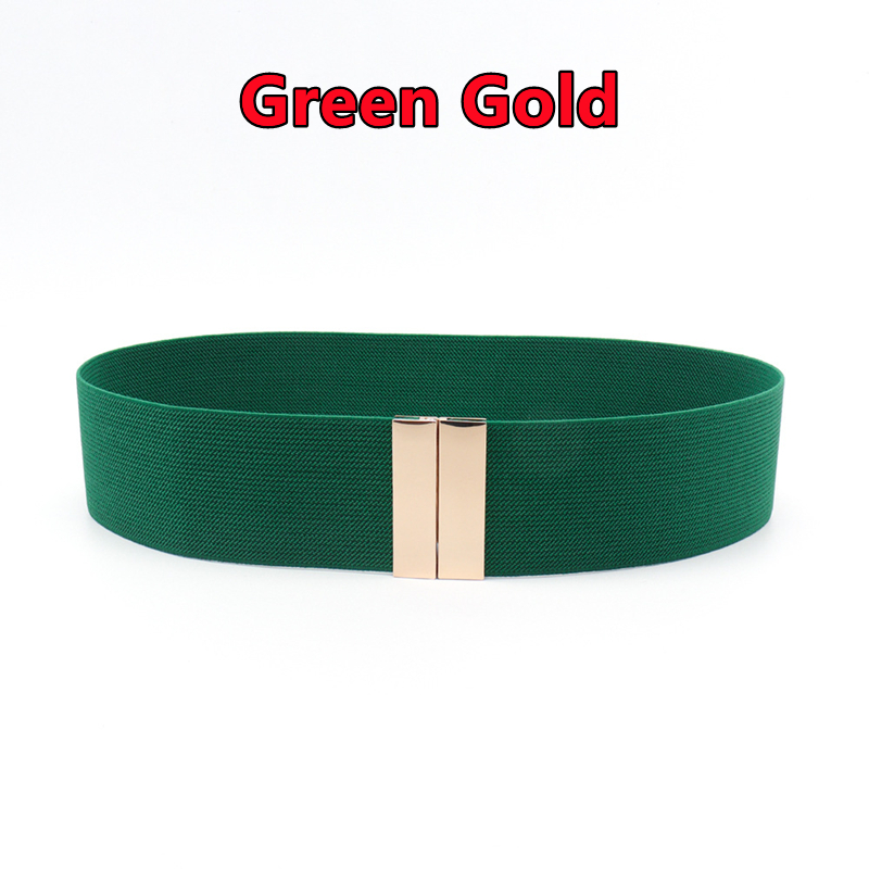 Cinturones anchos con banda elástica para mujer, cinturón sencillo para abrigo, hebilla femenina, correa negra, accesorios de decoración para vestido: YELLOW