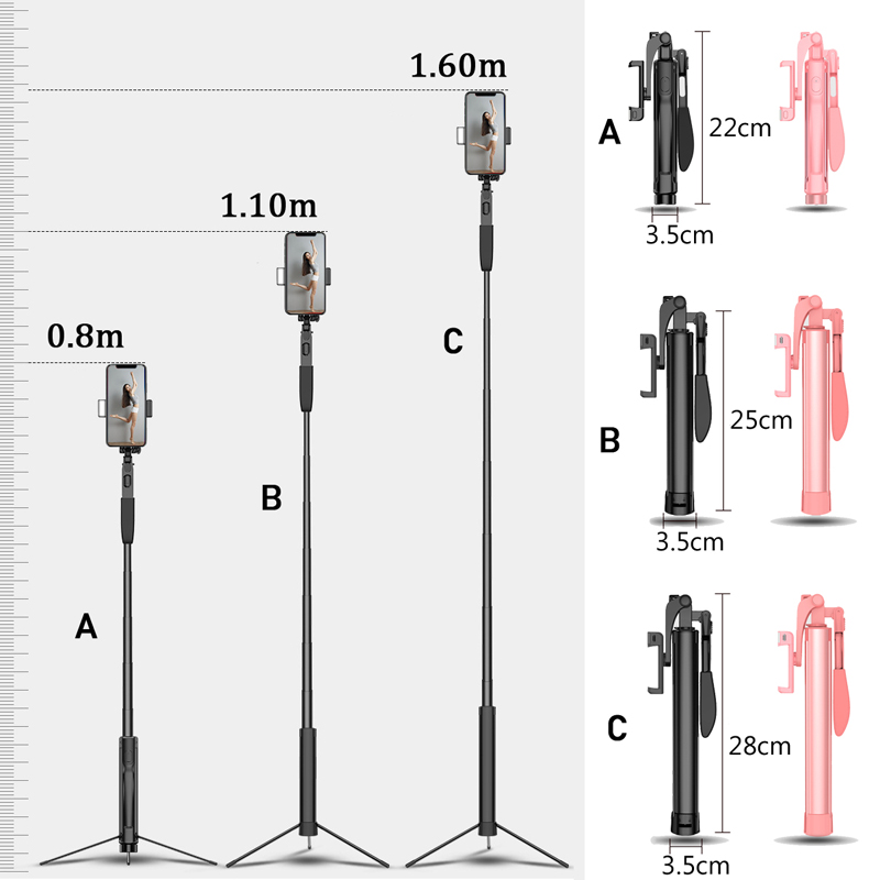 YUNAO A21 Handheld gimbal selfie stick support remote control Rechargeable bluetooth selfie stick tripod for phone selfie