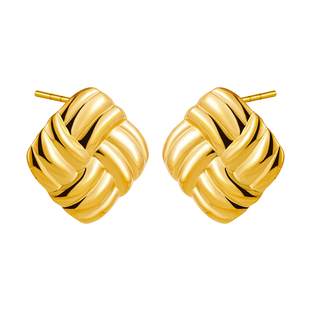 Pendientes geométricos con textura de acero inoxidable para mujer, aretes con nudo torcido chapado en oro de Metal liso, joyería Vintage llamativa: Chapado en cobre envejecido