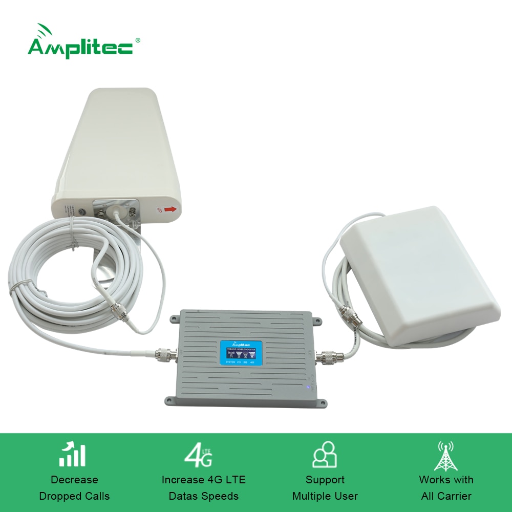 Amplitec Mobiele Telefoon Signaal Booster Antenne 9dBi Panel Antenne Voor Indoor & 10dBi Outdoor Log Periodieke Dipool Antenne