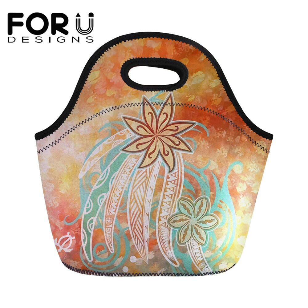 FORUDESIGNS Große Kapazität Thermische Mittagessen Tasche Frauen Hawaiian Tribal Sonnenaufgang Druck Weibliche Frühstück Box Tragbare Picknick Reisetasche