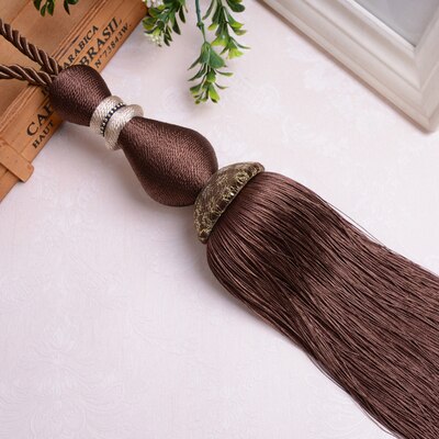 2 teile/los Vorhang Quaste Pinsel Fringe Raffhalter Hängen Gürtel Ball Seile Vorhang Zubehör Tieback Schnalle Wohnkultur: Dark coffee