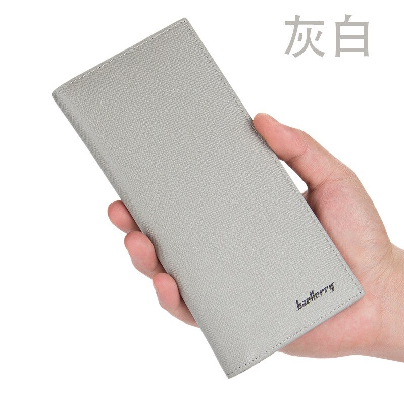 Style Male Long And Super Thin Wallet Soft PU Leather Leisure Or Business Style Purse Mens Desginer Clutch Pocket: Gray