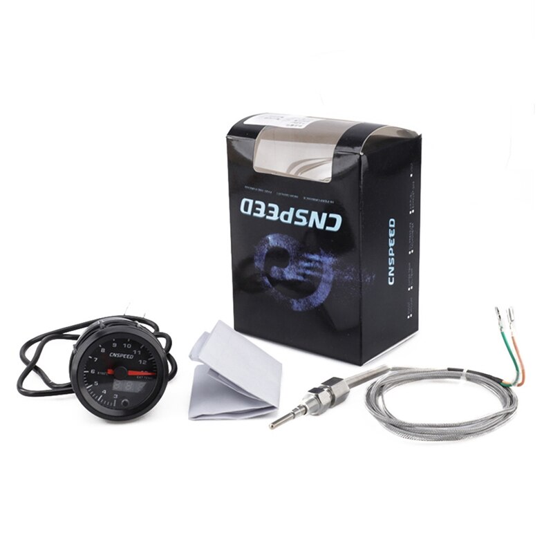 12V 52Mm/2 "7 Kleuren Led Auto Uitlaat Gas Ext Temp Gauge Universal Lcd Dual Display temperatuur Uitlaat Meter