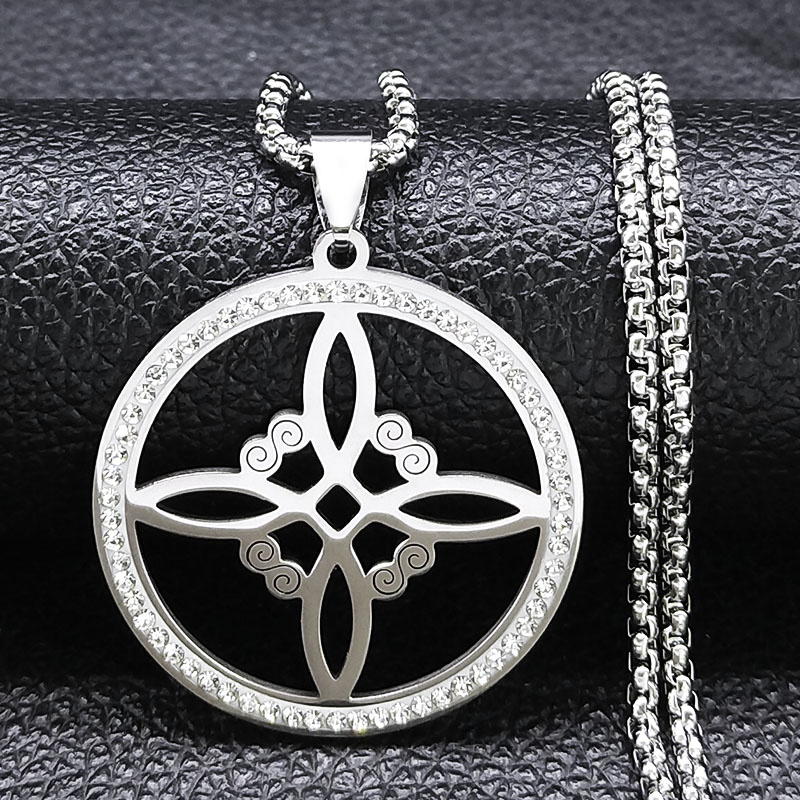 Afawa wicca hekseknude halskæde til kvinder/mænd rustfrit stål krystal hekseri amulet halskæde smykker halsbånd nudo de la bruja: Lysegul guldfarve