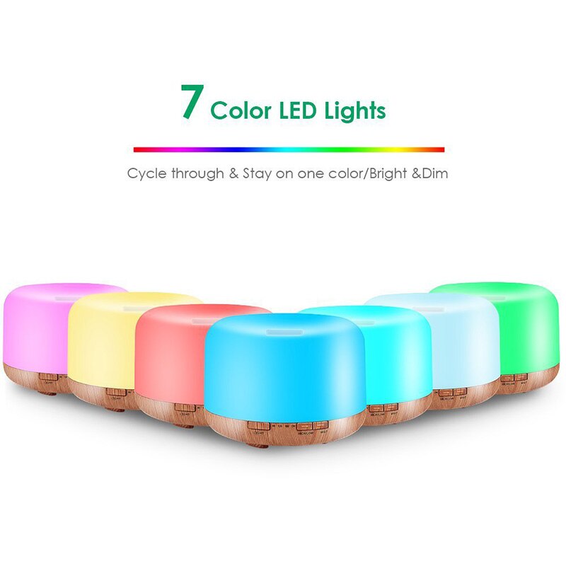 Aroma Essential Oil Diffuser Ultrasonic Air Humidifier 7 Colors Changing Led Fogger Mist Maker Household Air Freshener 500ml