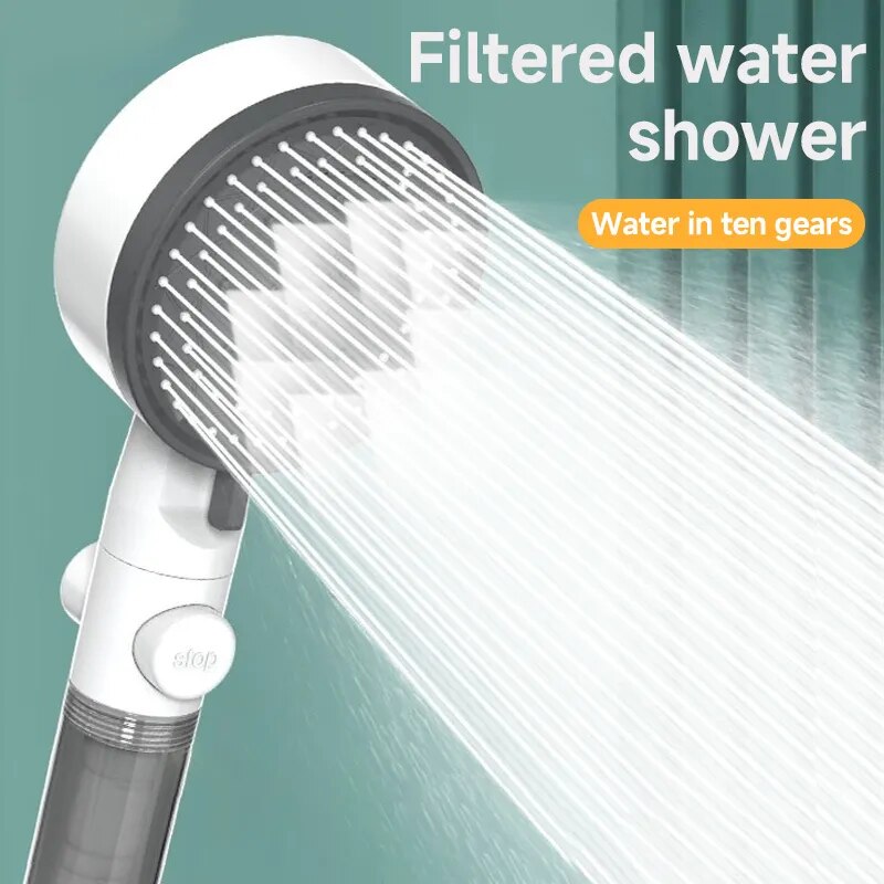 8 Mode Douchekop Waterfilter Verstelbare Hogedrukdouche Draagbare One-Key Stop Douche Badkamer Accessoires