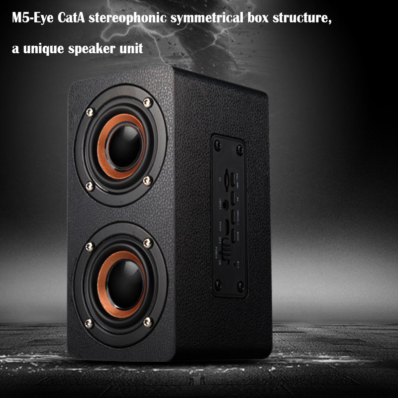 wood Portable Bluetooth wirelesss speaker stereo super bass high fidelity HiFi Computer phone MP3MP4 double speaker TF card play