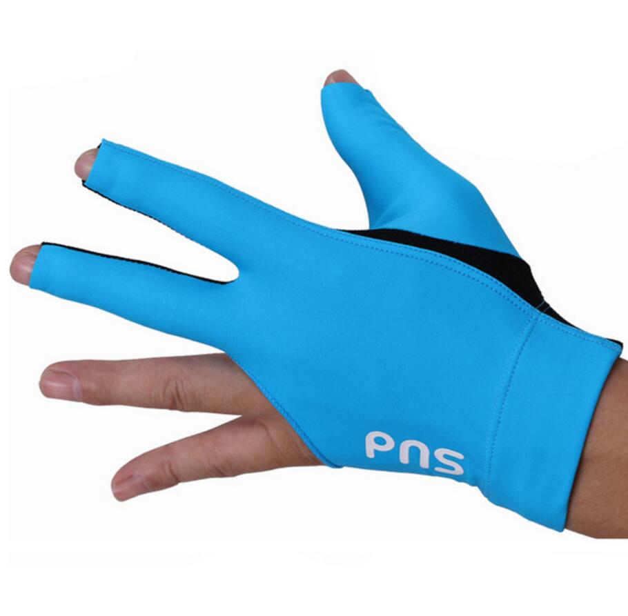 PNS – gants de billard professionnels et durables, accessoire de billard, de billard, de Snooker, de droitier et de gaucher, à trois doigts: Blue Left