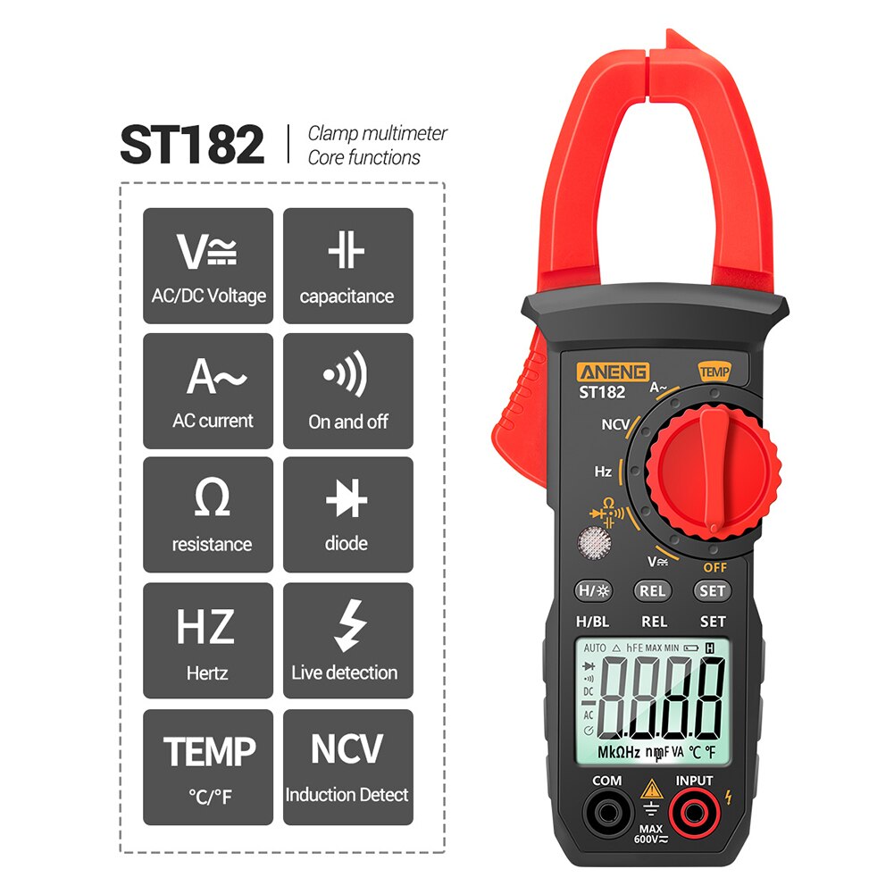Resistance Current Voltage Measuring Tools Digital Multimeter Capacitance Clamp Meter LCD Display Automatic Range Multifunction