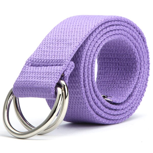 Trendy Mode Riem 10 Kleur Dames heren Canvas Dubbele Ring Gesp Casual Wilde Geweven Riem: Paars