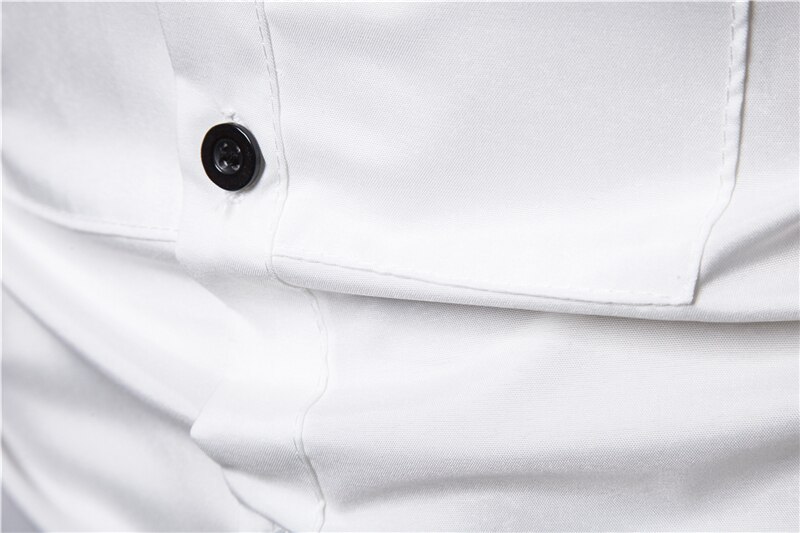 Ballkjole fast herreskjorte langermede skjorter med kappeskjorte chemise homme manche longue dansefest smokingskjorter