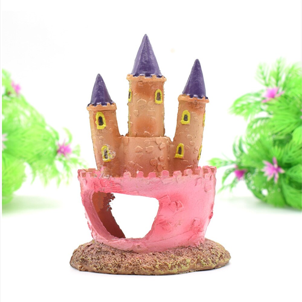 Cartoon Pink Princess Castle Aquariums Decorations Resin Castle Tower Fish Tank Ornaments Home Decoration Aquarium Accessories