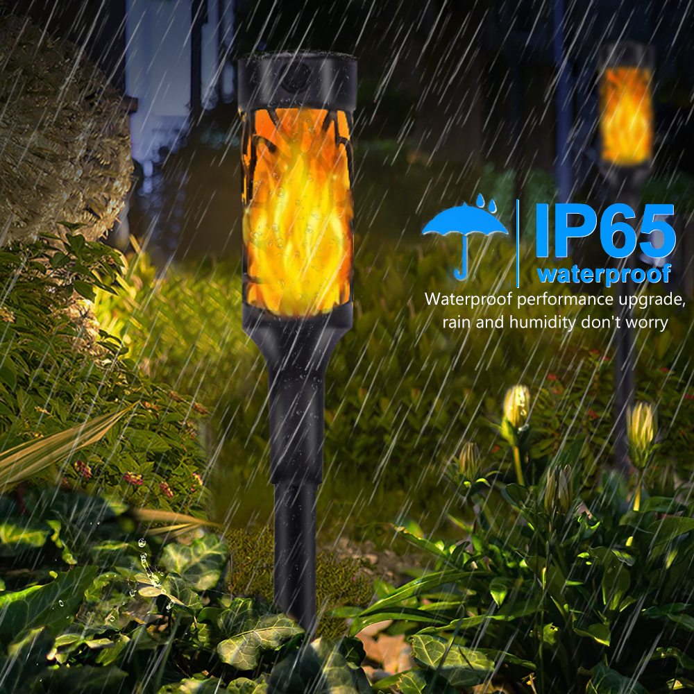 Solar--Flammen-Fackel-Lichter für Höhle Außenbereich, wasserdicht, LED-Solar-, flackernde tanzende Lichter, Garten- und Landschaftsbeleuchtung, Dekor, Halloween-Terrasse