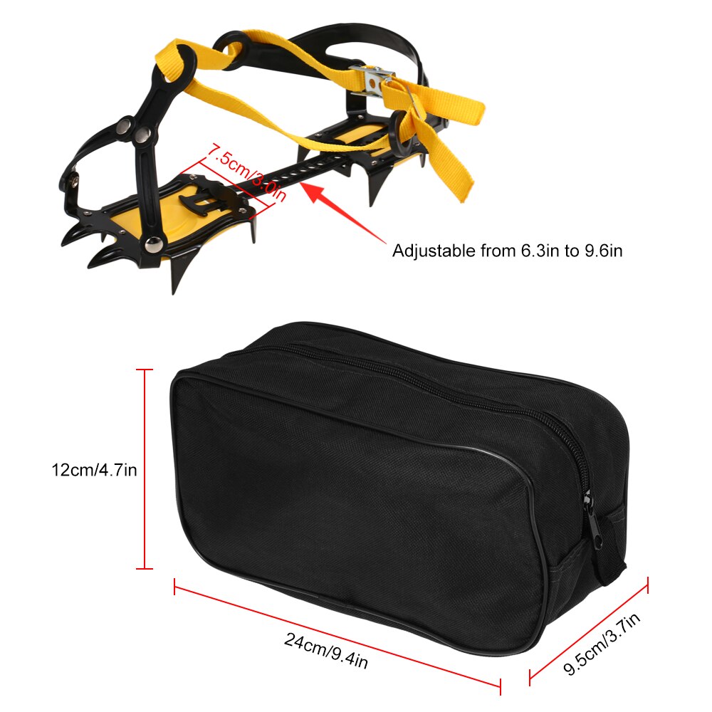 12 Teeth Anti-Skid Crampons Manganese Steel Climbing Gear Snow Ice Climbing Shoe Grippers Crampon Traction Device Mountaineering: 10 teeth Yellow  1