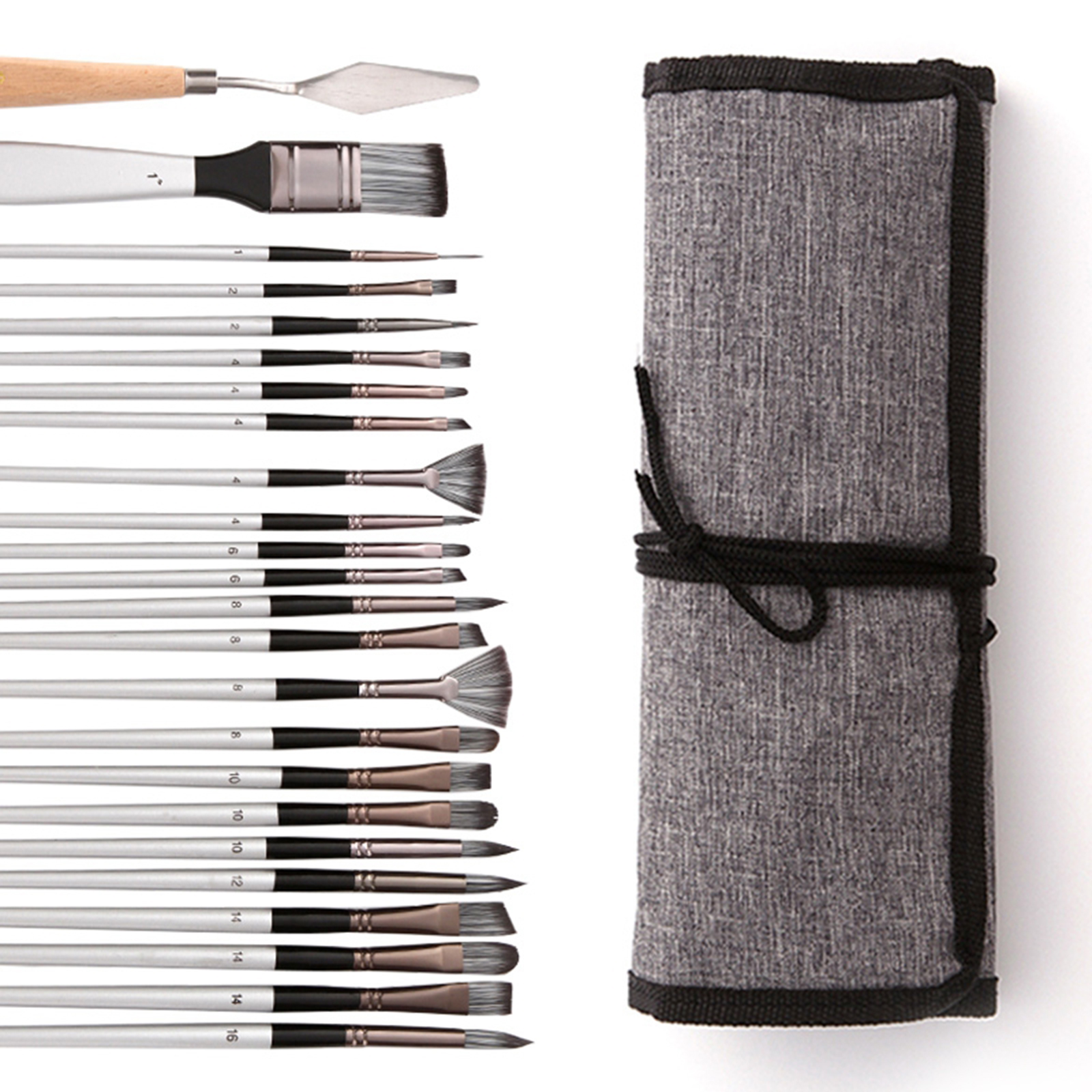 24Piece Paint Brushes Set Artist Art Painting Supplies Acrylic Oil Paintings