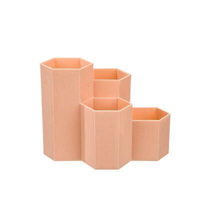 Home Office Pen Holder Storage Box Desk Accessories Stationery Organizer Storage Containers Student Hexagonal Pencil Box: orange