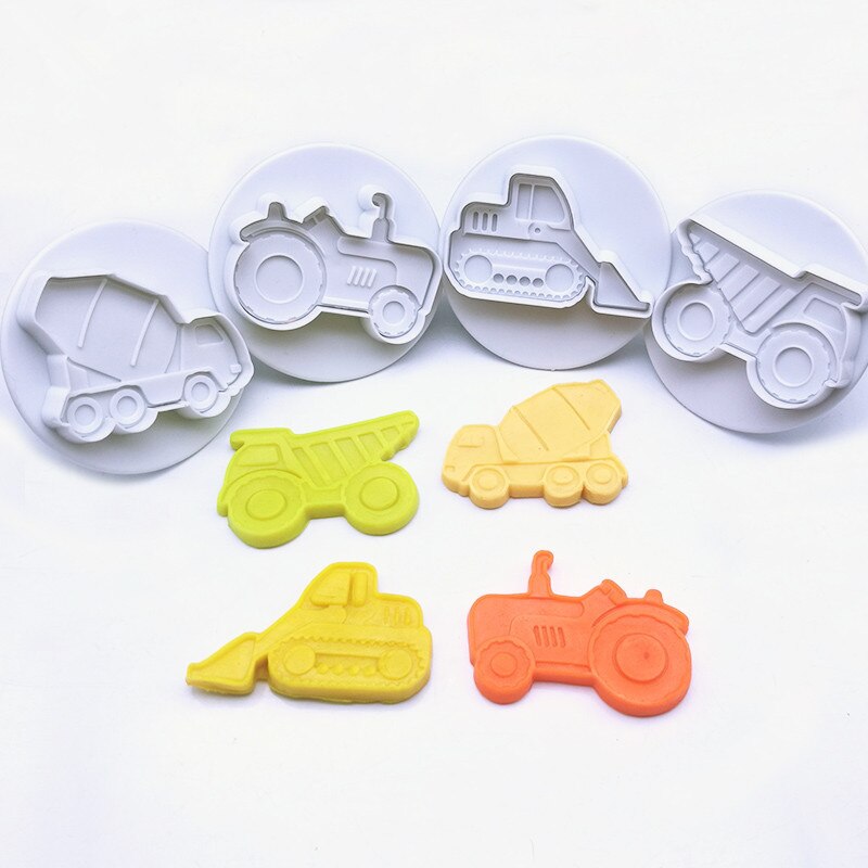 Bilkaka stämpel fräs set plast 3d kakor kex formar fondant maker form för att baka bakverk tårta dekorationsverktyg: A