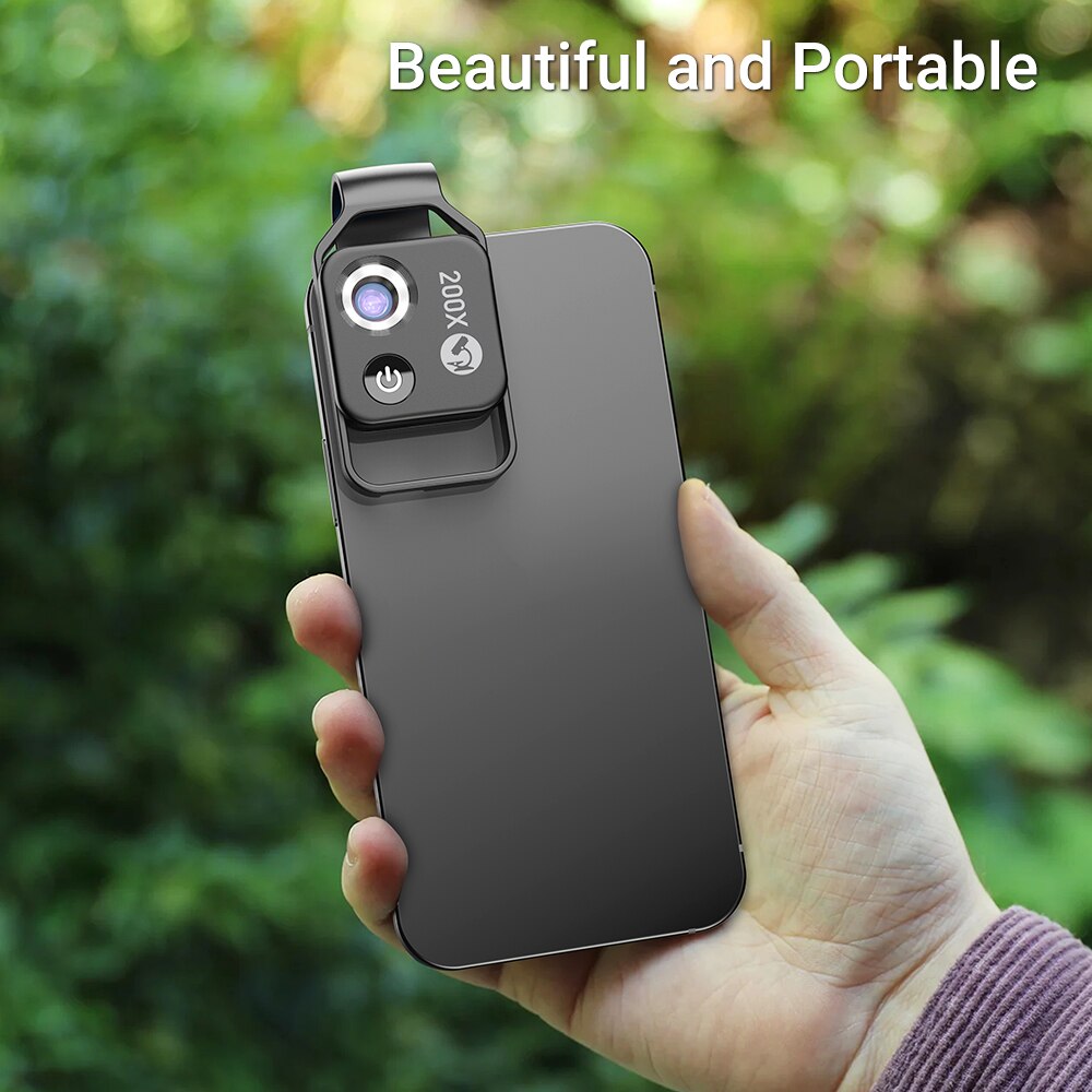 Universele 200X Vergroting Mobiele Telefoon Microscoop Lens Met Cpl Led Verlichting Hd Sieraden Vergrootglas Voor Iphone Samsung