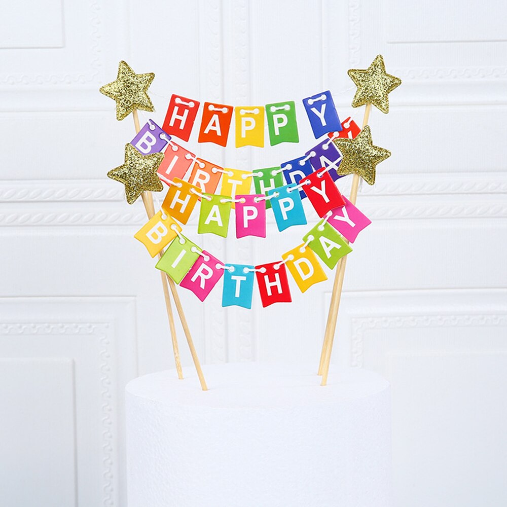 Tårta grattis på födelsedagen liten flagga cupcake bröllopsdagsfest logotyp barn baby shower födelsedagstårta dekoration