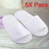 5 Pairs Wegwerp slippers Spa Hotel Gast Slippers Open Teen Badstof Stijl Zachte Witte Schoenen: Default Title