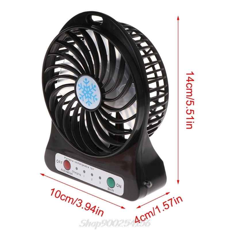 Ventilador USB portátil de escritorio de 5W para ventilador de luz LED al aire libre sin batería 18650