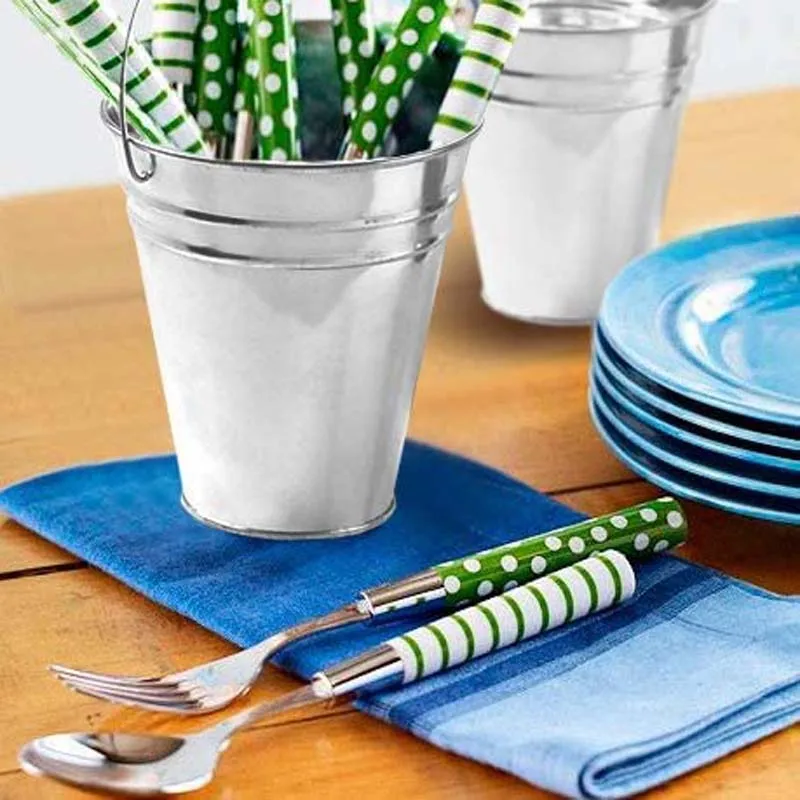 10 Pack Large Galvanized Metal Buckets with Handle 12.8*11.5CM- Unique Goody Baskets, Gr