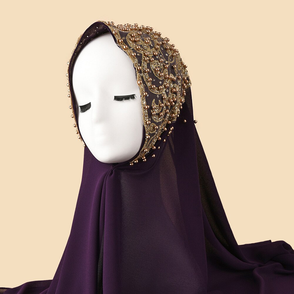 Ramadan Muslimischen Hijab Mit Strass Chiffon Schals Für Frauen Islam Kleidung Kopftücher Mit Stein Schal Damen Schleier: 01