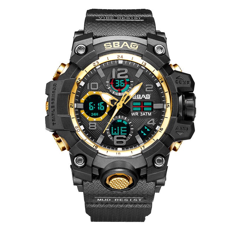 Sbao-relojes deportivos para hombre, pulsera electrónica Digital Led de cuarzo Tpu: L