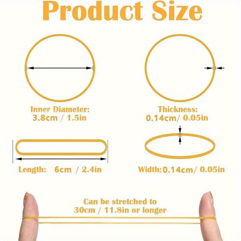 Elastico giallo ad alta elasticità - set da 100/300/666 pezzi, con diametro di 38 millimetri, gomma naturale resistente, adatto