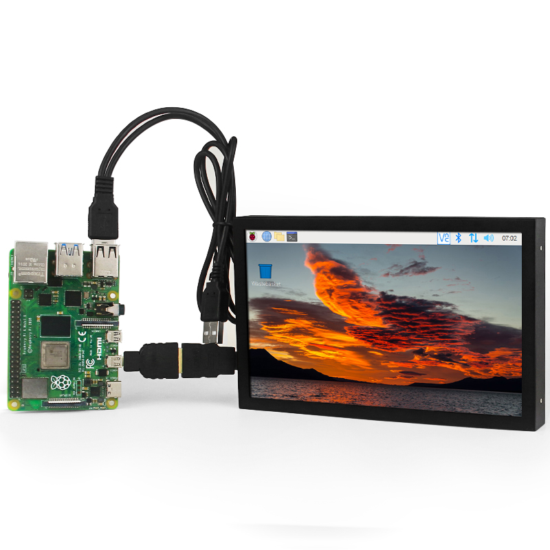 7 zoll Tragbare Bildschirm 1024x600 IPS LCD HDMI-kompatibel VGA AV Eingang DC Typ C Power Monitor für PC Laptop Kamera TV Box RPI
