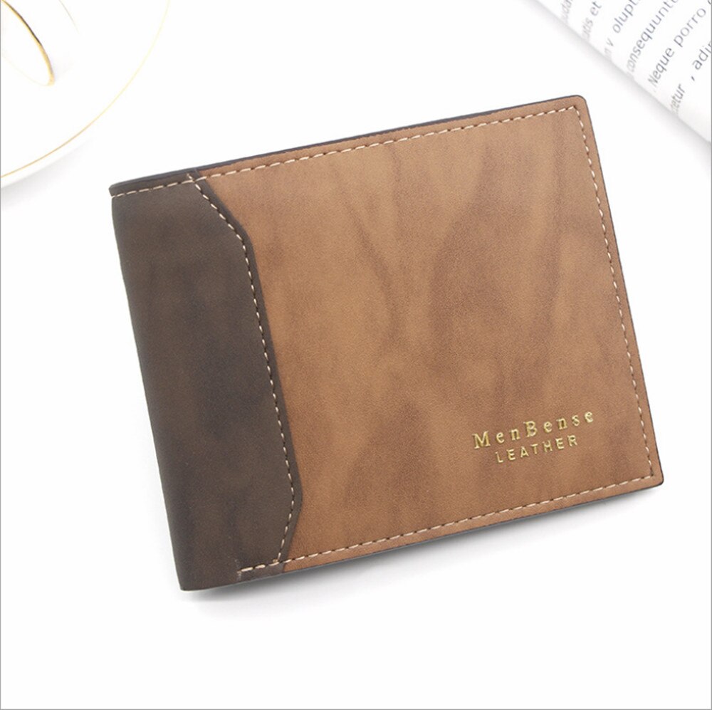 men's short wallet Splicing retro youth wallet ultra-thin men's cross-section wallet men's wallet price: Sky Blue