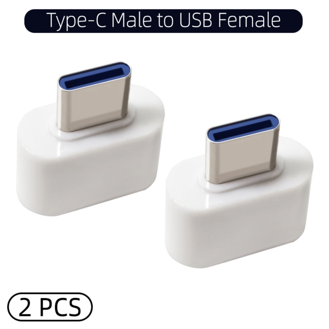 Adaptador USB tipo C OTG macho a USB 2,0 hembra, convertidor Micro USB macho a USB hembra para Macbook, Samsung, Huawei, OTG: 2Pcs White Type C