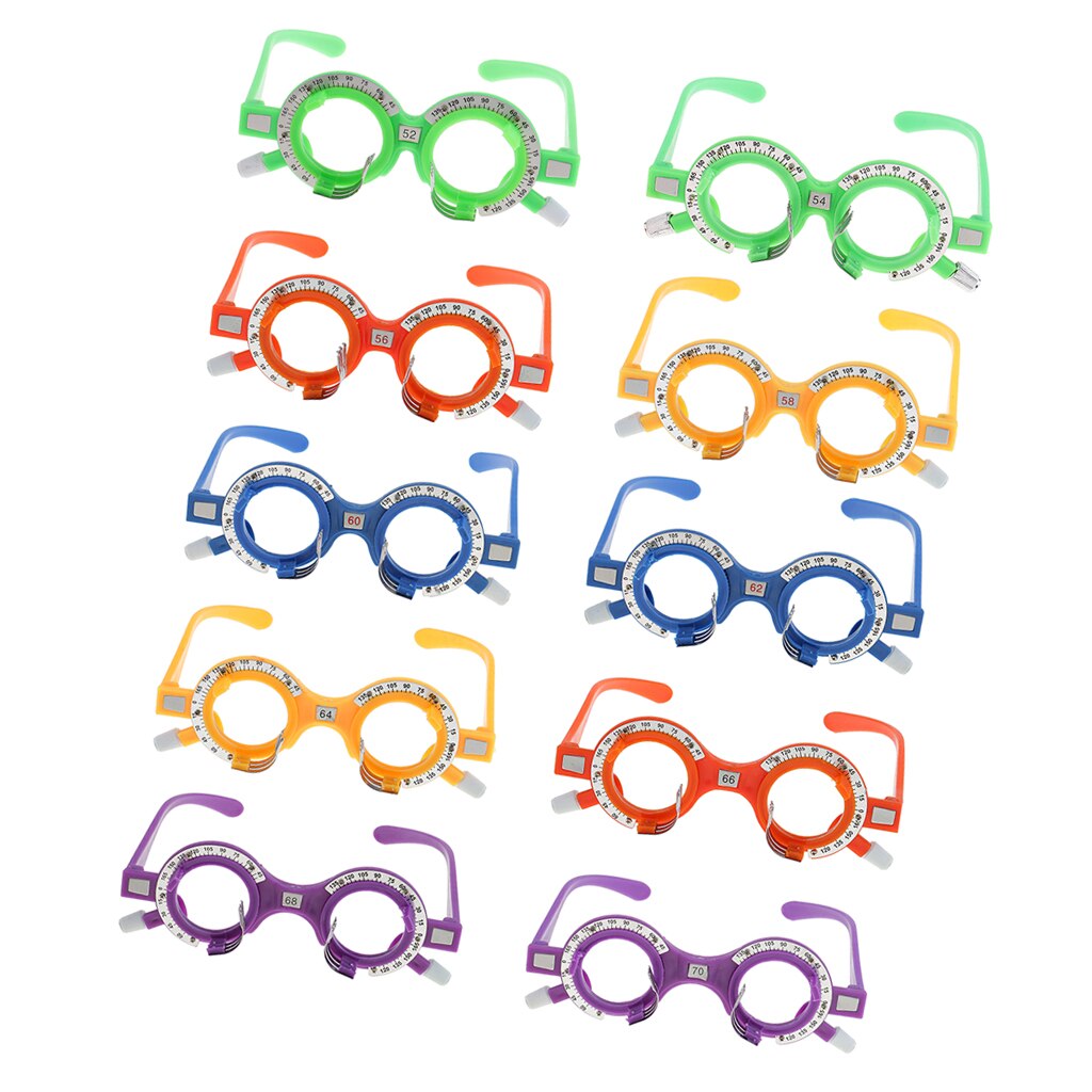 10 teile/schachtel Kunststoff Bunte Optische Prüfung Objektiv Rahmen Brillen Optometrie Optiker Ausrügestochen 52mm-70mm
