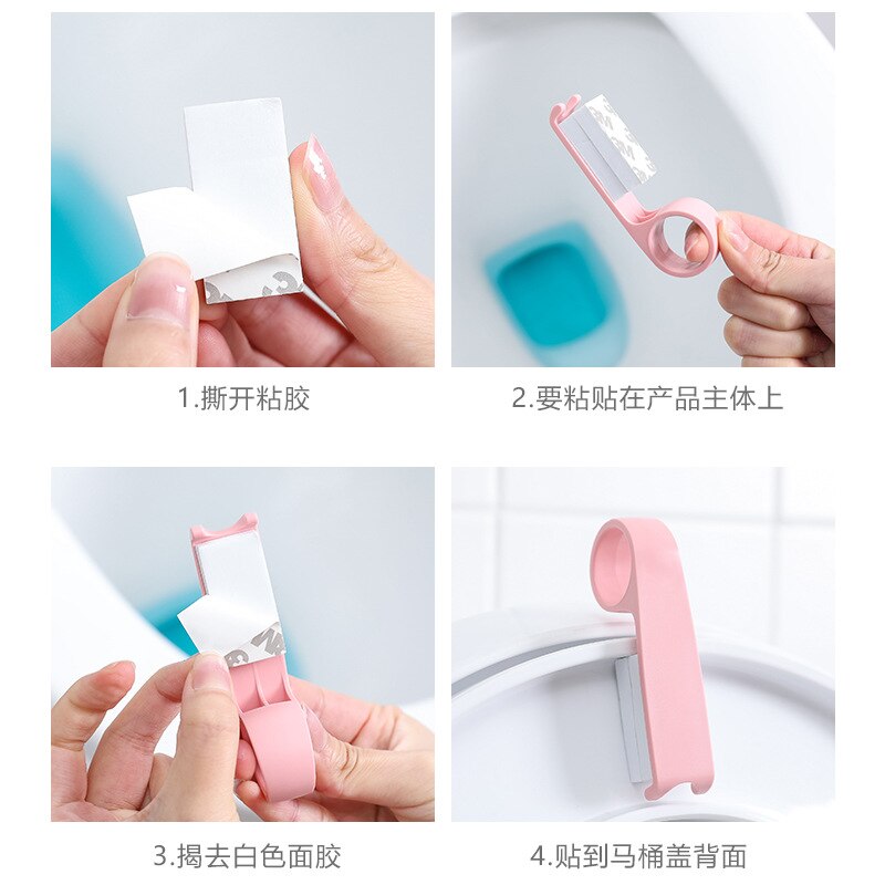 1Pc Wc Deksel Lift Kom Stoellift Handvat Raak Wc Badkamer Accessoires (Roze/Blauw)