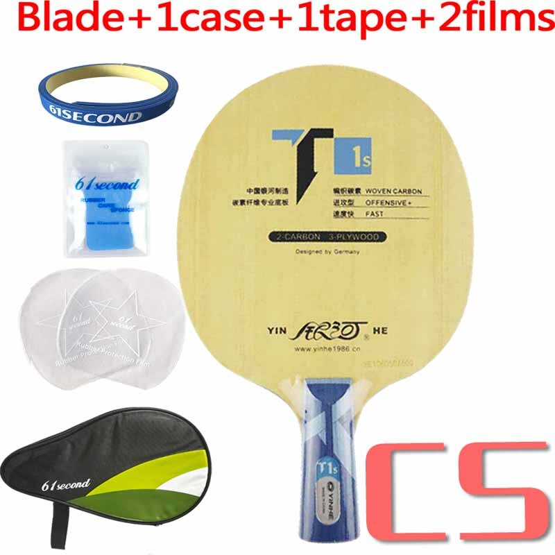 Originele Galaxy Yinhe T1s (GEWEVEN CARBON, T-1 Upgrade) Tafeltennis/PingPong Racket: CS with HM case