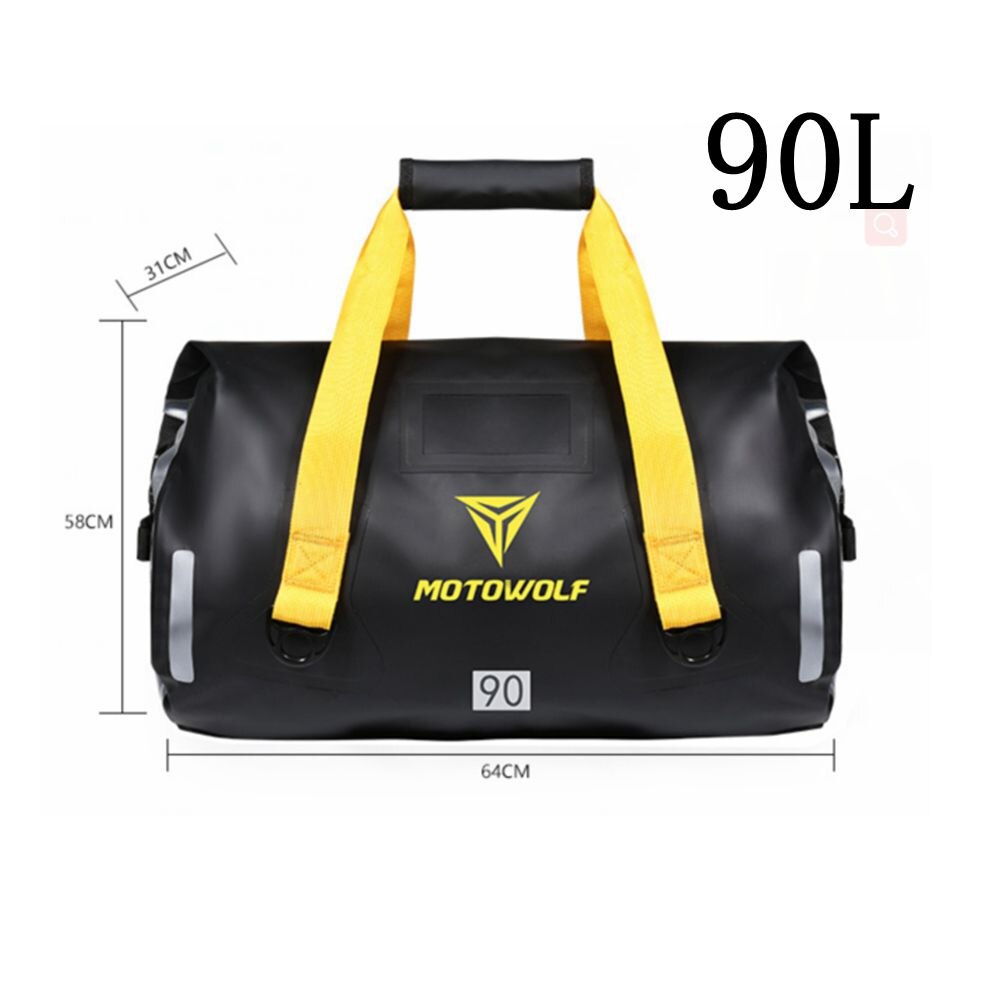 Motorcycle Travel Dry Bag Waterproof duffle Bag 40L/66L/80L /90L/Motorbike Moto Luggage Motorcycle Rear Seat Tail Bag: Black-90L