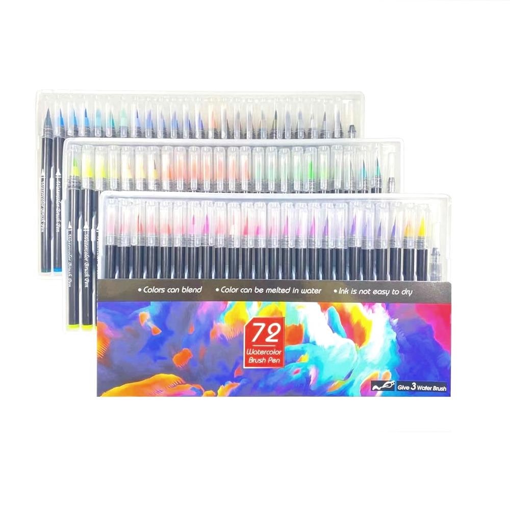 12-72 Colors Watercolor Brush Pen Art Marker Felt Painter Calligraphy School Art Supplies Lettering Coloring Pens Set For Manga: 72 Colors