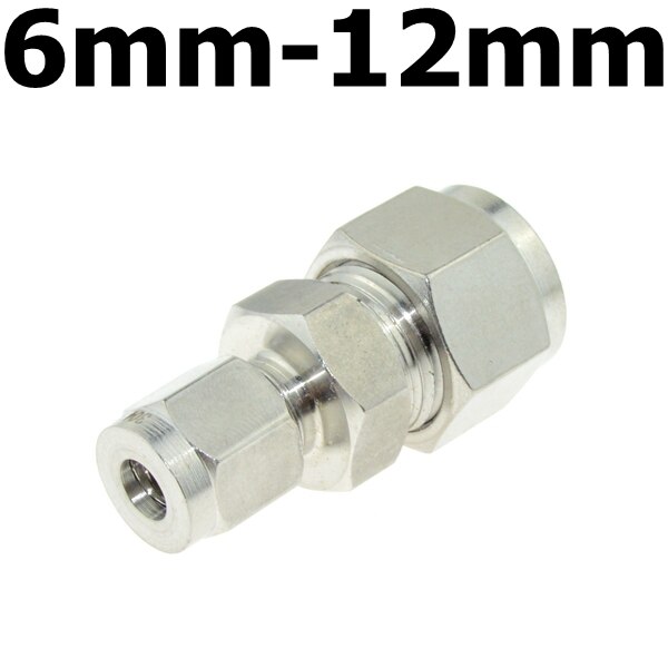 Compressor Fitting Reducer Union 1/8" 1/4" 1/2" 6mm 8mm 10mm 12mm OD Pipe Ferrule Tube Coupler Connector Stainless Steel 304: 6mm-12mm
