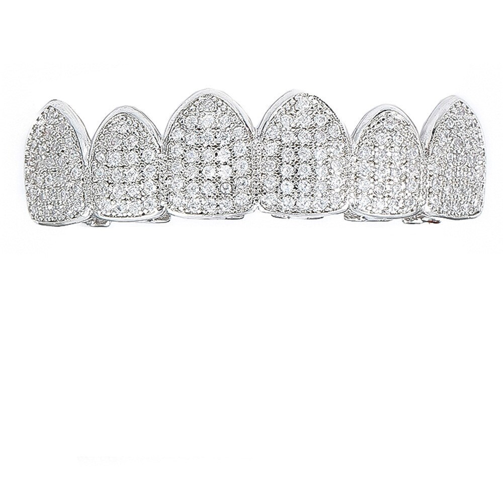 Bretels Cool Onregelmatige 8 Tanden Zirkoon Hip Hop Bretels Hiphop Halloween Punk Bretels: Silver upper teeth
